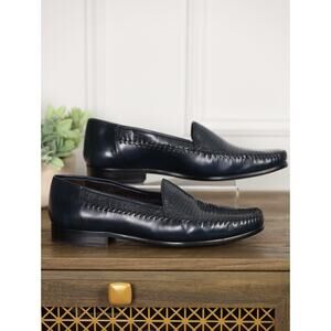 Sandro Moscoloni Italy Lizard Embossed Leather Loafers Men’s 11 Black Luxury